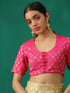 Pink Elegance Brocade Blouse with Elastic Loops